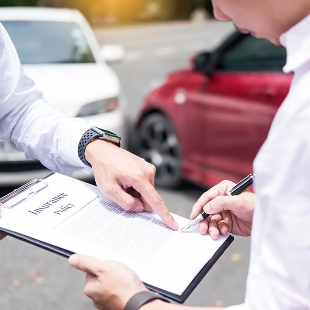 Claims advisor helping an injured client review accidental claim paperwork
