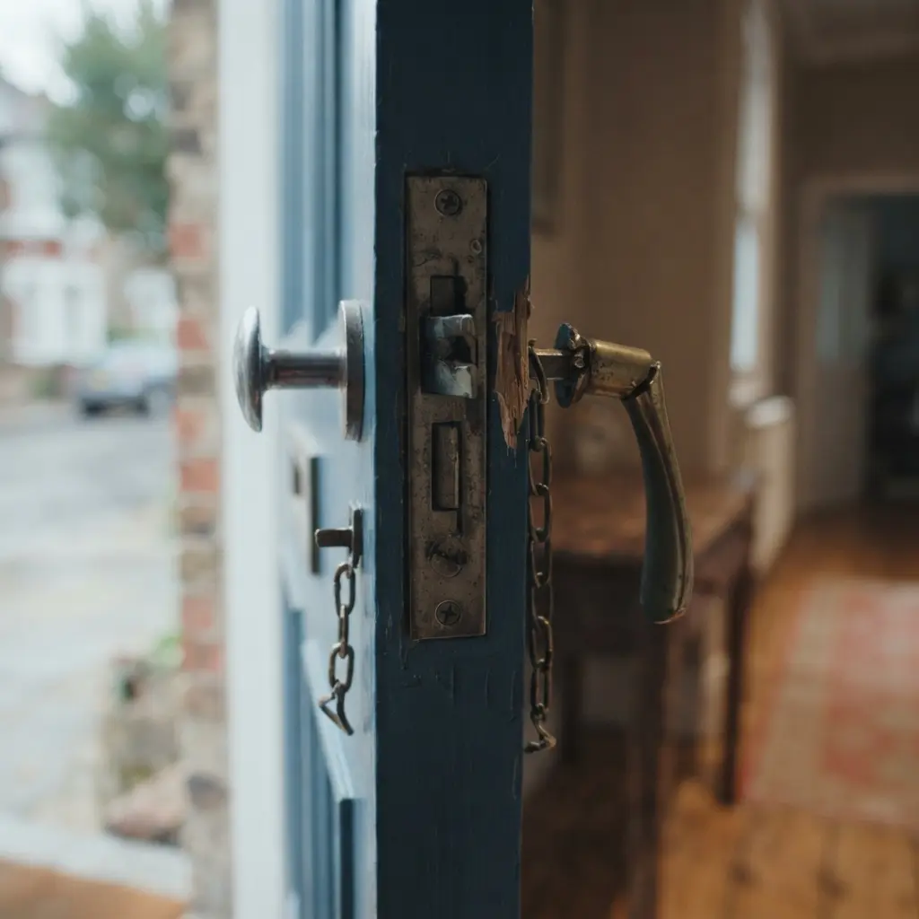 Broken door lock leaving a rented home insecure and unsafe