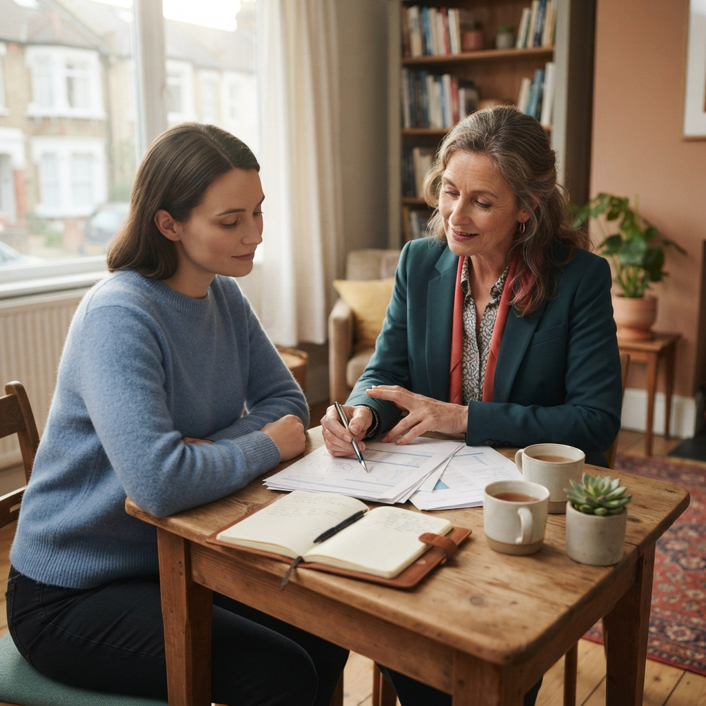 Advisor helping a person review their eligibility for a criminal injury claim