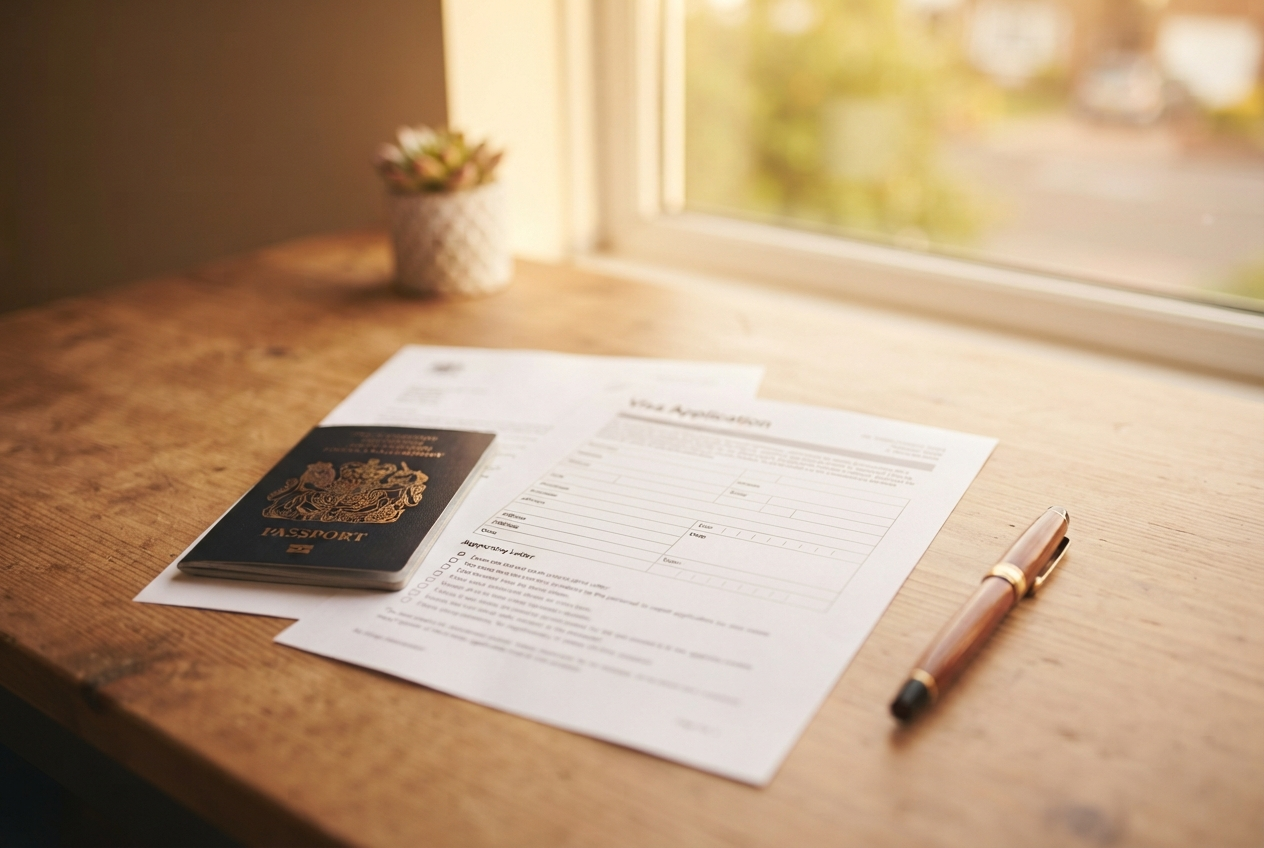 UK passport and visa documents representing immigration application services